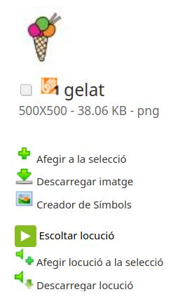 Opcions dels pictogrames